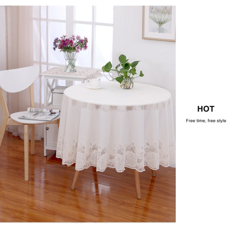 pvc蕾丝长方形正方形圆桌布茶几防水桌布纯白欧式小奢华餐桌布