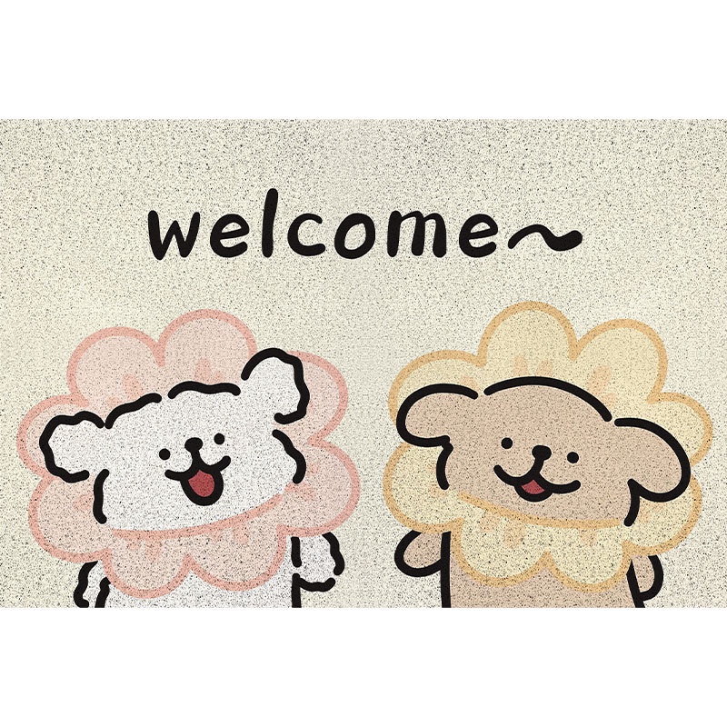 生活予你卡通可爱狗狗玄关进门丝圈地垫家用防滑耐磨耐脏丝圈地垫