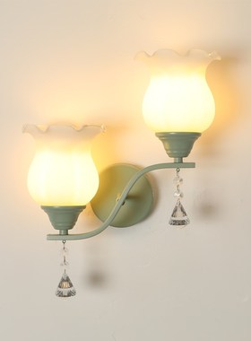 现代墙壁灯法式卧室床头灯新款奶油风绿色ld客厅楼梯灯