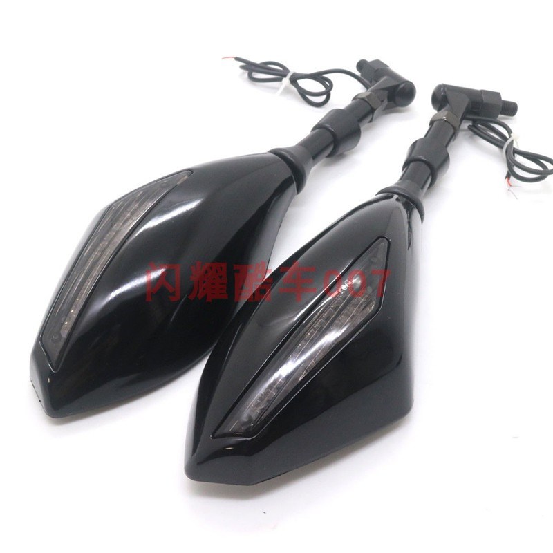 黄龙600街车踏板车太子摩托车改装带LED转向灯后视镜反光镜倒后镜