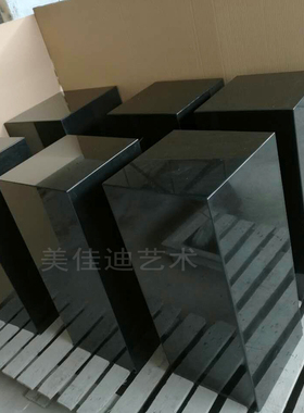天然纯黑大理石雕塑摆件底座装饰品展台家居样板房酒店艺术品摆台