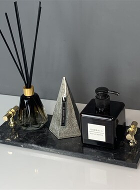 新款现代样板房香薰蜡烛托盘装创意软装饰品