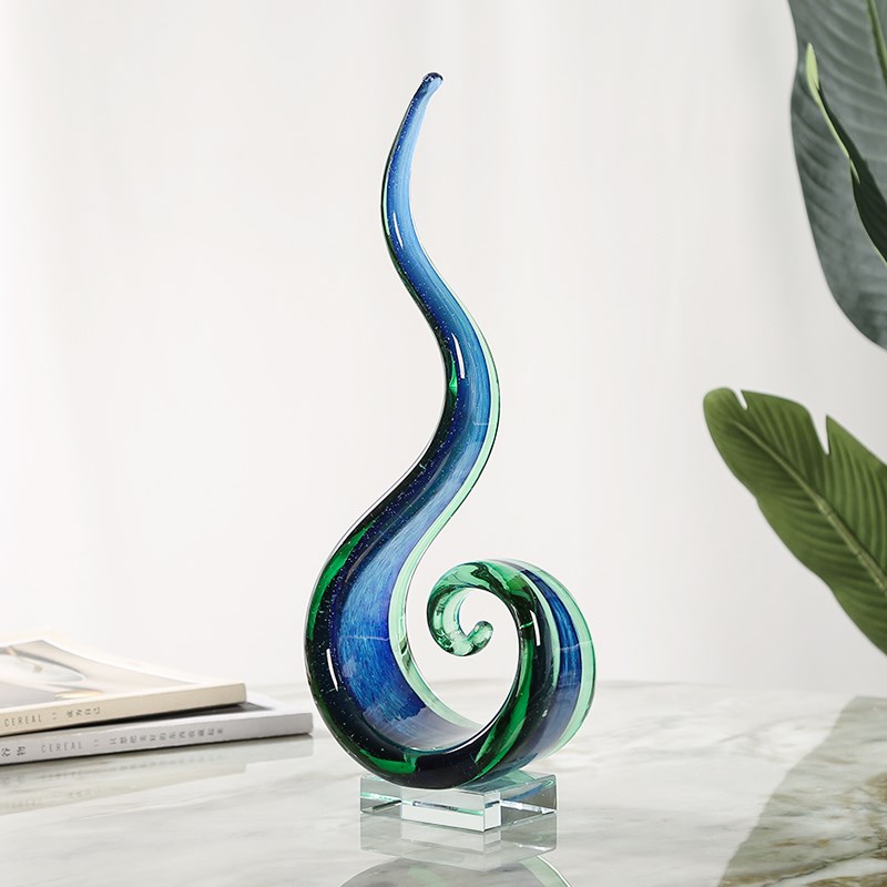 抽象琉璃异形海浪摆件现代客厅样板间餐桌酒店桌面玄关摆设装饰品