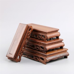 红木底座长方形工艺品鸡翅木紫砂壶奇石头实木质托架子