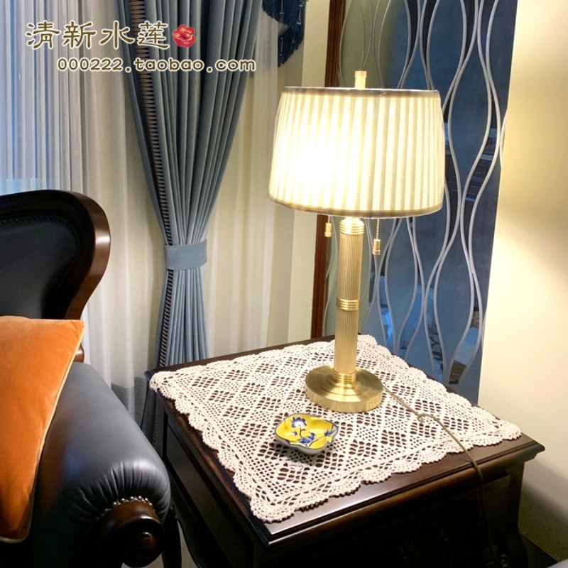 新水莲手工钩针花蕾丝棉质镂空编织中式怀旧复古沙发装饰盖布巾
