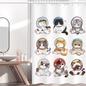 浴帘防水猫咪爱厕所浴室洗澡挡水免打帘挂帘挂钩