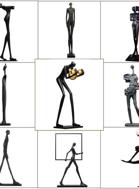 现代抽象人物雕塑摆件大型落地酒店过道艺术品样板间售楼处装饰品