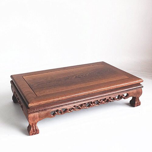 红木底座长方形茶几工艺品摆件雕花木座鸡翅实木紫砂茶壶木托底座