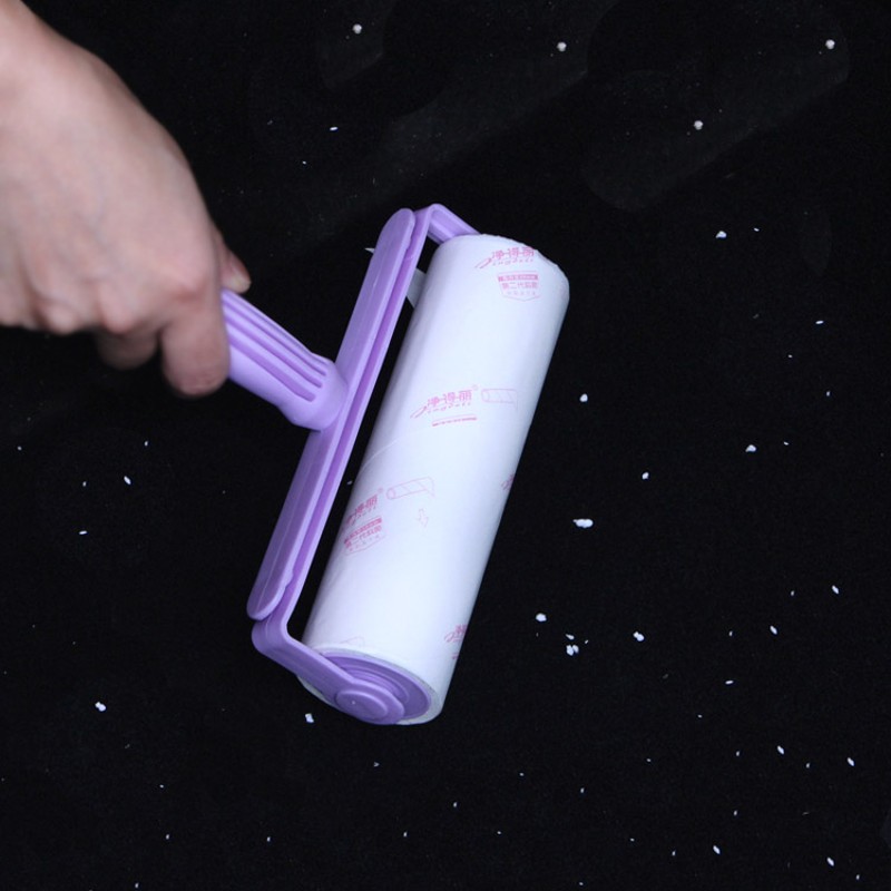 净得丽大号家居粘毛滚16CM除尘滚筒刷粘尘器配斜撕式滚芯粘纸7卷