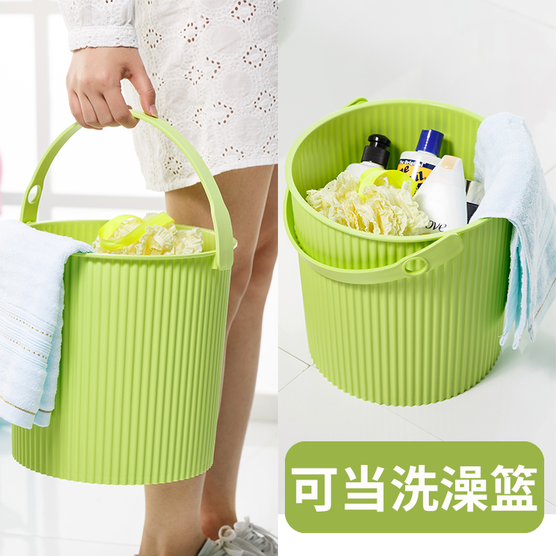 水桶凳塑料加厚可坐家用钓鱼桶手提洗澡篮洗衣桶幼儿园收纳桶带盖