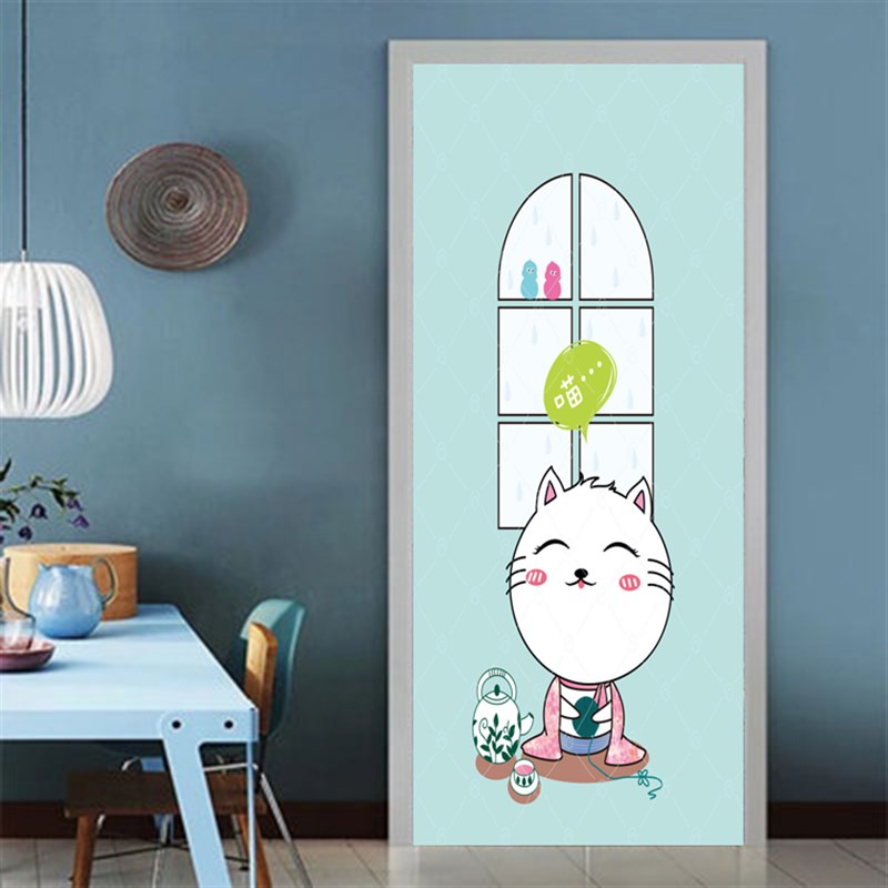 防盗门门上3d贴纸宠物店电梯间整张猫贴画自粘创意立体装饰门贴