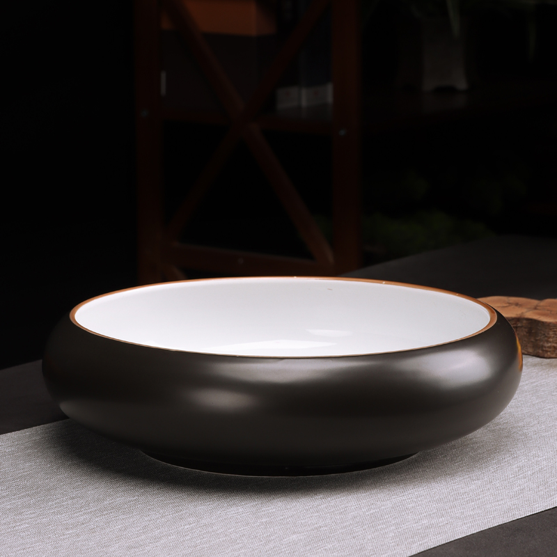 水仙花盆陶瓷无孔大口径器皿水培一叶莲碗莲铜钱草容器特大号