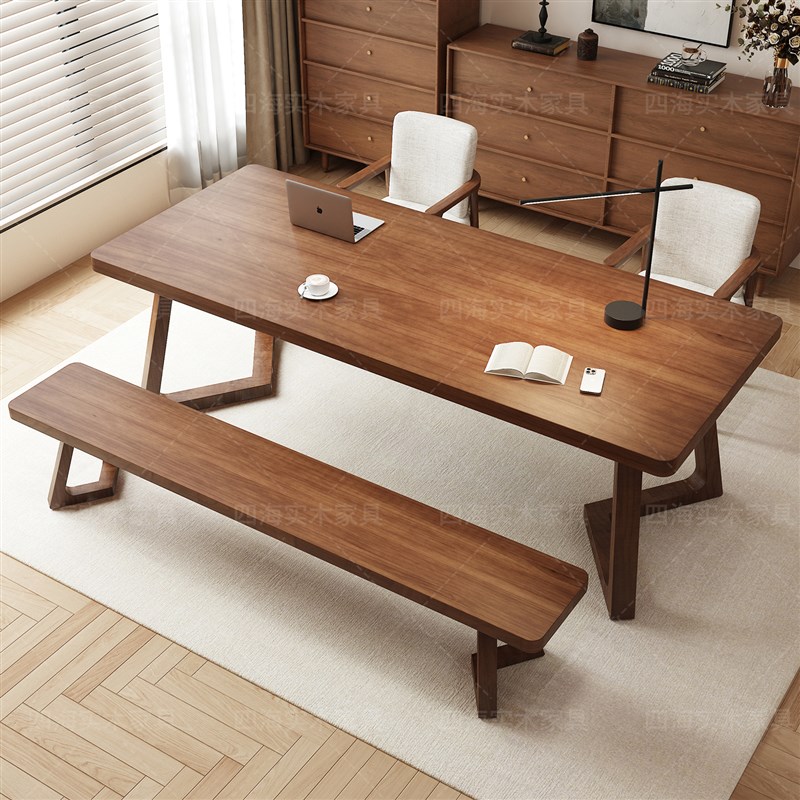 客厅大长书桌茶桌一体两用长条桌子工作台书房书桌学生家用电脑桌