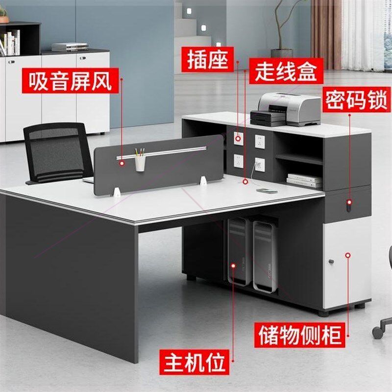 N新款职员办公桌椅现代员工位四六位办公室屏风