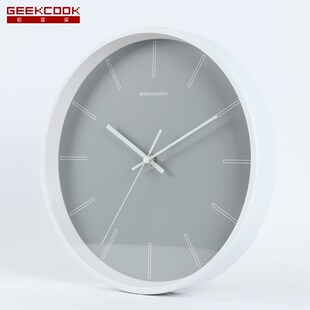 意式极简钟表灰色静音时钟挂墙现代侘寂风挂钟客厅表