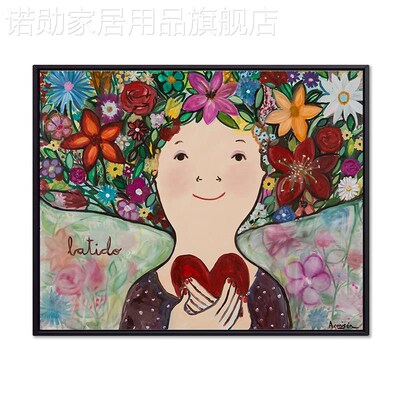 新款  心跳 鲜儿童房 韩国插画家油画沙发装饰画