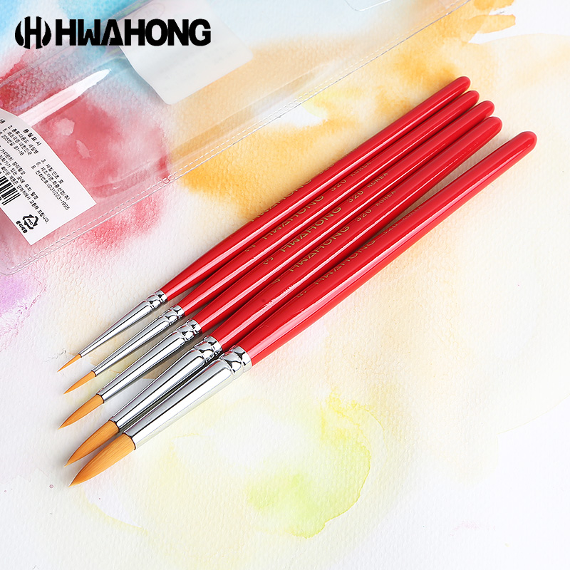 华虹尼龙水彩笔 马鬃毛水彩画笔勾线笔水粉丙烯画笔装 华虹771 0