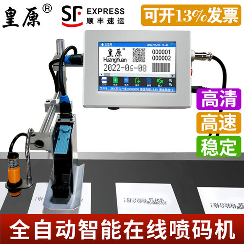 皇原在线式全自动流水线智能打生产日期打码机小型价格喷墨打印文