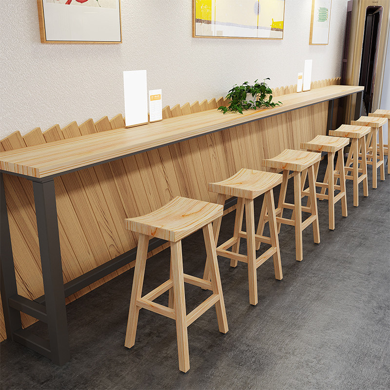 简域吧台椅实木吧椅复古高脚凳酒吧椅吧台凳桌椅高脚椅