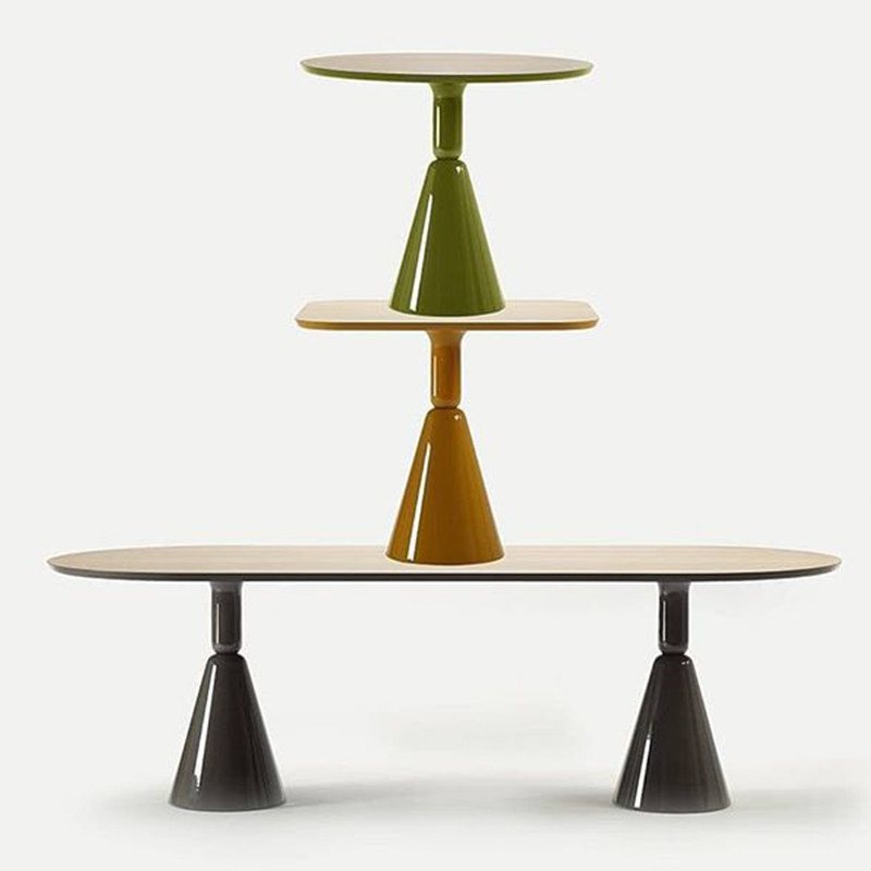 北欧设计师实木餐桌咖啡桌岩板商场客厅小户型洽谈桌圆桌会议桌