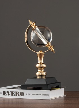 轻奢金属水晶球地球仪摆件装饰玄关书房创意办公室工艺品客厅摆设