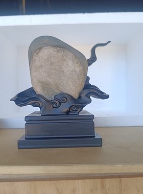 祥云免挖槽实木奇石底座可衬托玉观音佛像托架艺术创意摆件