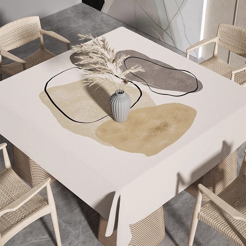 正方形餐桌布防水防油防烫免洗轻奢侘寂风桌布家用茶几高级感台布