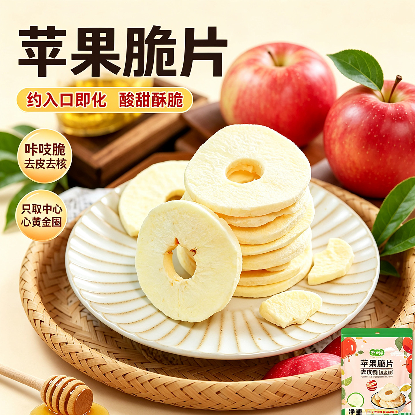 无添加厚切苹果脆片即食泡果干