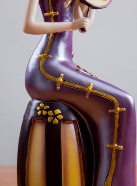 新中式古典旗袍仕女摆件家居客厅家具饰品创意书房酒柜摆件工艺品