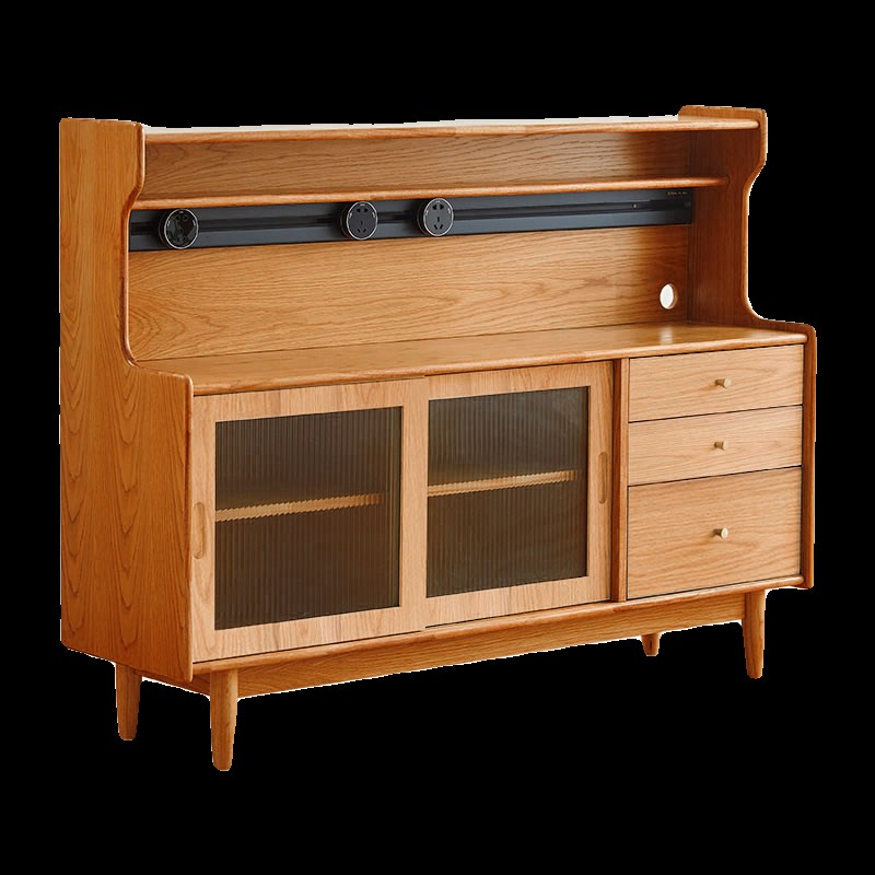 中古实木餐边柜收纳储物柜北欧复古厨房小户型餐厅茶水柜子樱桃木