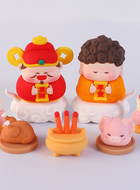 财神爷摆件客厅装饰品招财办公室工位解压车内饰品桌面装饰小摆件