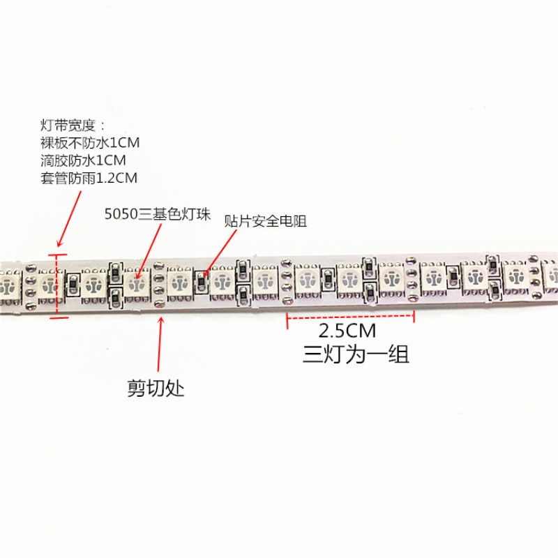 12V伏单排120灯高亮LED5050灯带24V软灯条超密度RGB七彩爆闪灯带