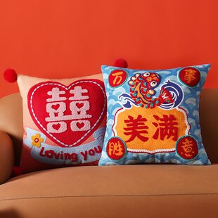 抱枕喜嫁喜庆节日装 国潮新中式 饰新年客厅沙发靠垫靠枕结婚压床