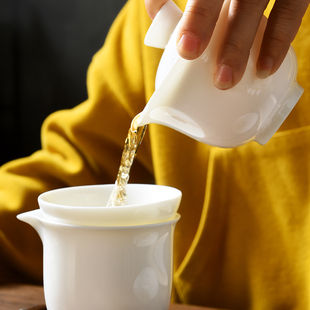 羊脂玉家用功夫茶具茶杯整套礼品名瓷大容量 大师手艺德化白瓷套装