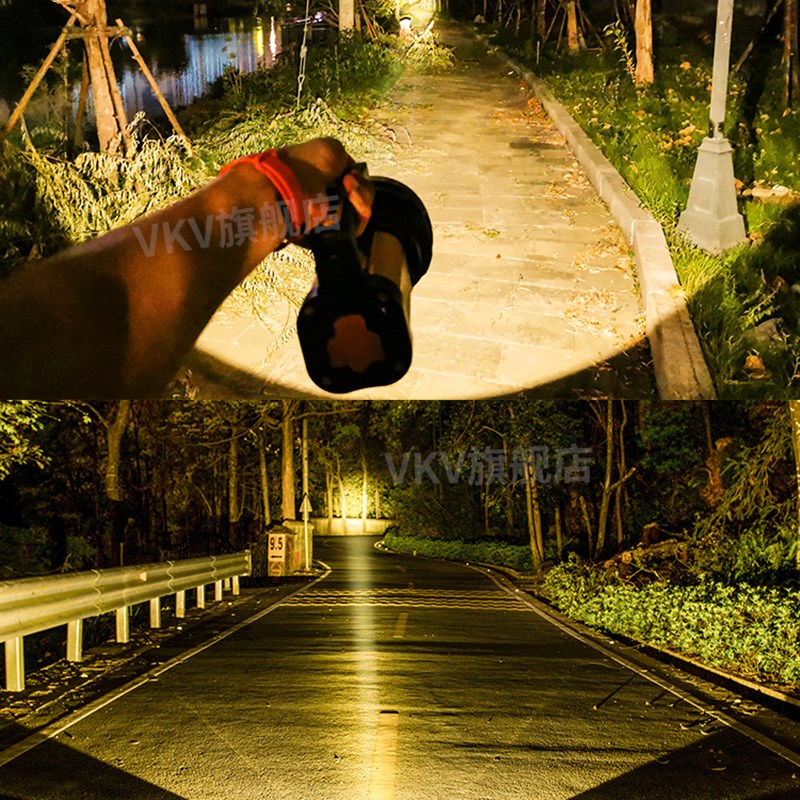 黄光超亮手电筒钓鱼强光充电便携超长续航户外远射手提探照灯