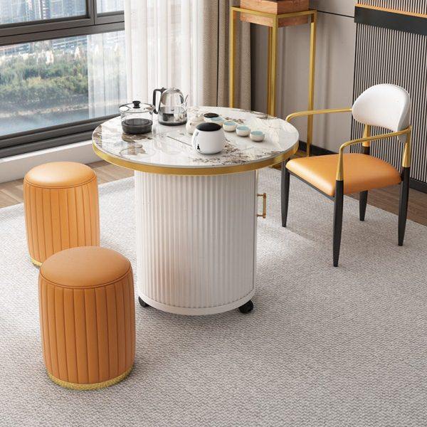 轻奢岩板阳台茶桌椅组合可移动小型家用泡茶台现简约圆形喝茶桌,商业/办公家具,茶台/茶桌,淘宝优惠券,粉丝福利购,淘宝优惠卷