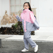 儿童雨衣装 小学生上学拼色防水全身分体雨披 男童女童新款