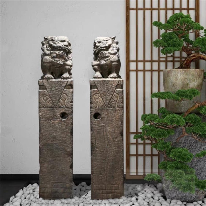 拴马桩石雕仿古拴马石柱青石石狮子貔貅麒麟四神兽门墩栓马桩装饰