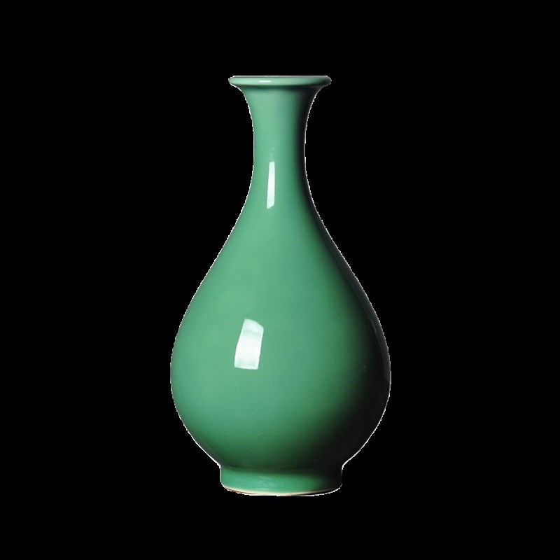 龙泉窑青瓷花瓶玄关客厅办公室摆件仿古玉壶春瓶花插器博古架摆设