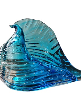 出口国外手工蓝色大海螺鎏金装饰品家居水晶工艺品