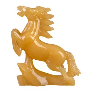 天然米黄玉石马玉玉器雕刻玄关电视柜办公室装饰