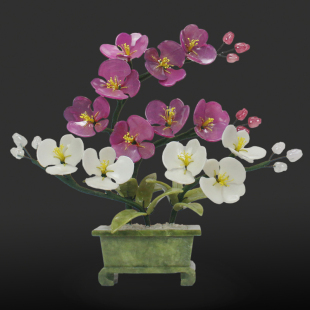 天然玉石蝴蝶兰盆景客厅家居饰品创意玄关工艺品兰