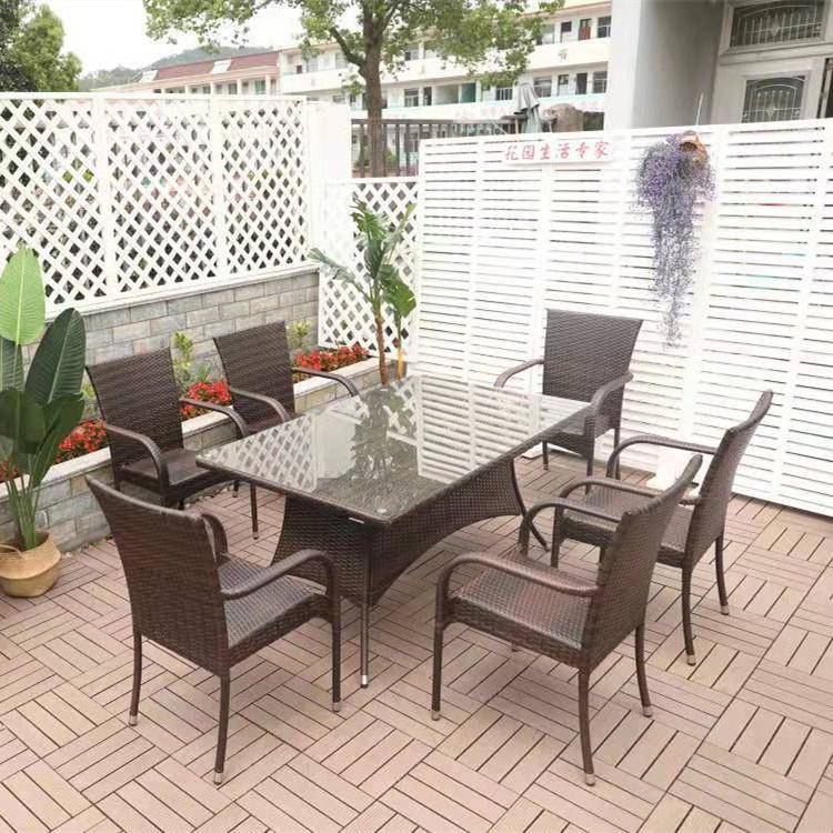 户外桌椅带伞藤椅阳台庭院铁艺仿藤座椅组合五件套藤编庭院组合