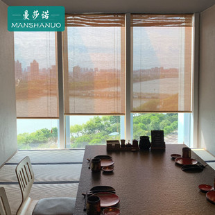 竹帘窗帘卷帘榻榻米电动遮阳帘遮光装 曼莎诺日式 饰隔断阳台升降
