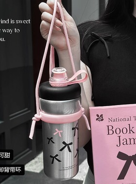 保温杯女生高颜值初中生水杯女新款2025网红爆款水杯大容量男银色