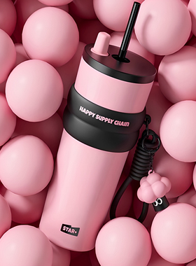 高级感保温杯大容量女生高颜值2025新款陶瓷内胆水杯车载吸管杯子