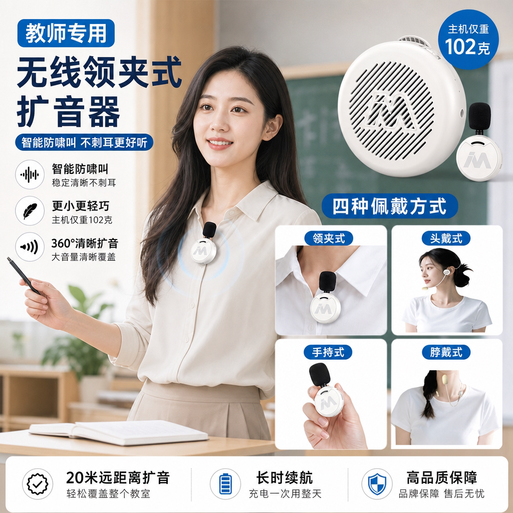 麦拉达MIX无线领夹小蜜蜂扩音器教师专用上讲课大音量迷你麦克风