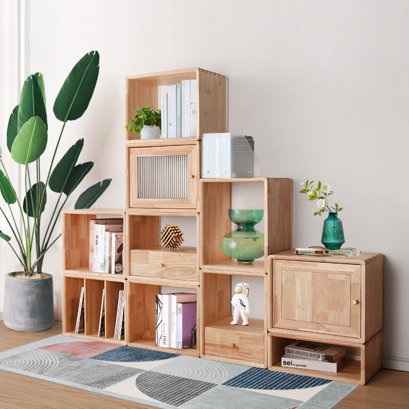 夕作木艺实木自由组合书柜收纳柜