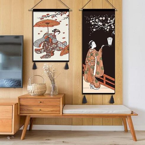 寿司走廊挂布客厅背景墙装饰画日式和风挂画布艺玄关卧室床头壁画图片