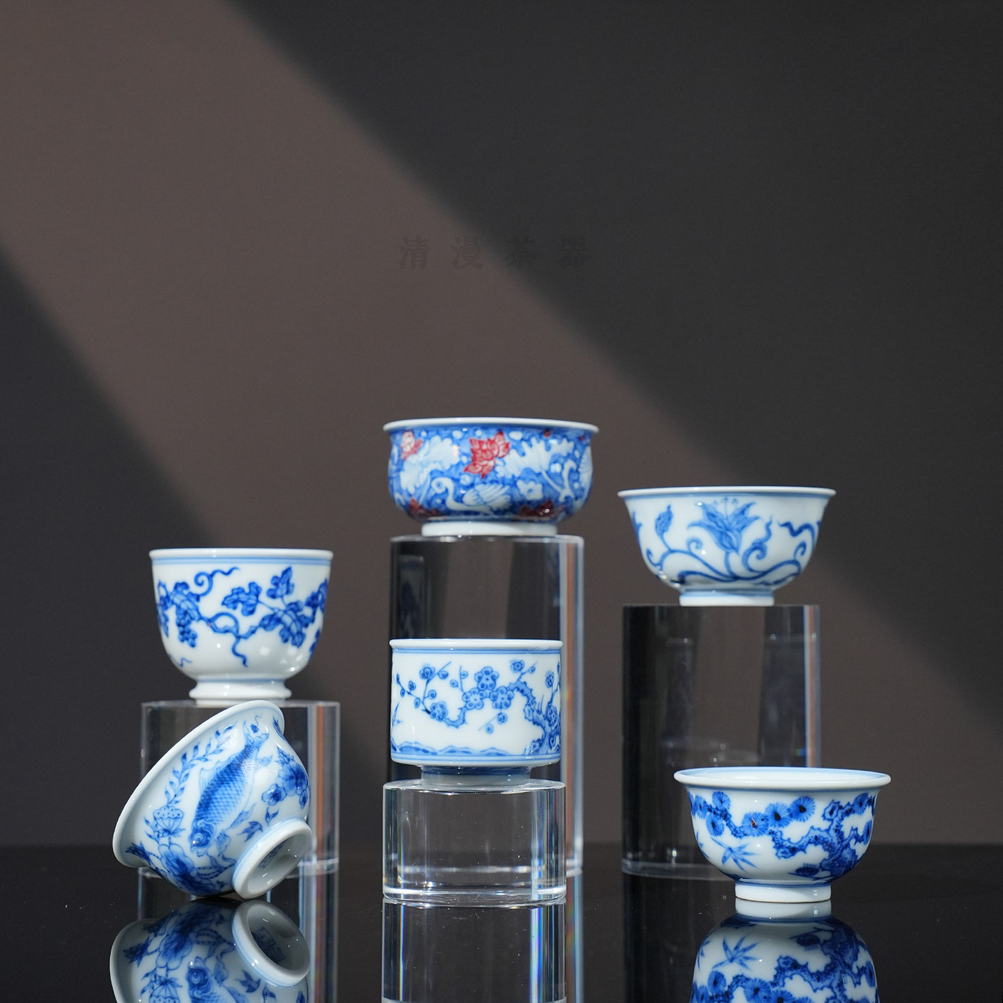 望月怀古一口杯迷你小压手茶杯